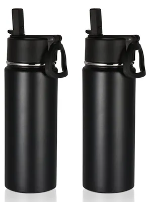 Productafbeelding van Solidchoice - Set van 2 RVS Waterflessen 530 ml met Rietje