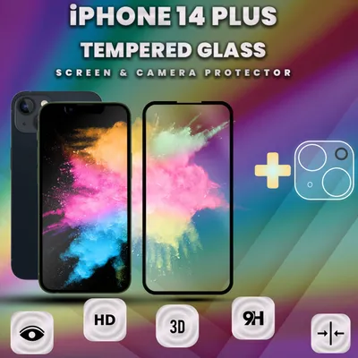Obrázek produktu pro ochranný kryt displeje a objektivu iPhone 14 PLUS z tvrzeného skla 9H