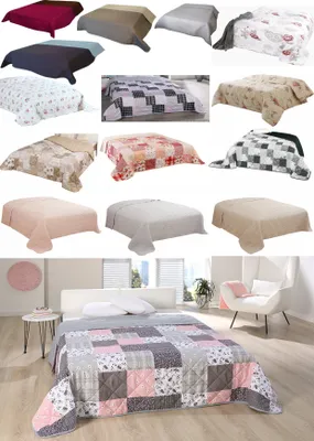 Produktbild von Tagesdecke Bettüberwurf Allzweckdecke ca. 220x240 cm Überwurf Patchwork Sofa XXL Design: Anthrazit Patchwork