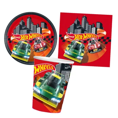 Produktbild von Partyset Hot Wheels 36 tlg. - Deko für den Rennauto Kindergeburtstag