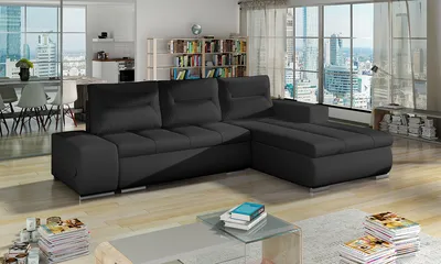 Produktbild von NABBI Ecksofa mit Zersetzung u Lagerraum Otelo P - schwarz (Soft 11)