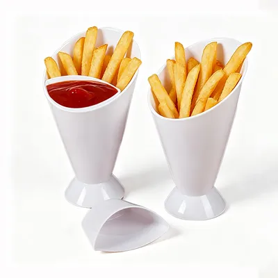 Pommes-Frites-Halter 2 Stück mit Dipschalen, Snackbecher