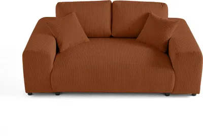 Image de Lisa Design Garance - canapé droit 2 places - en velours côtelé , Terracotta