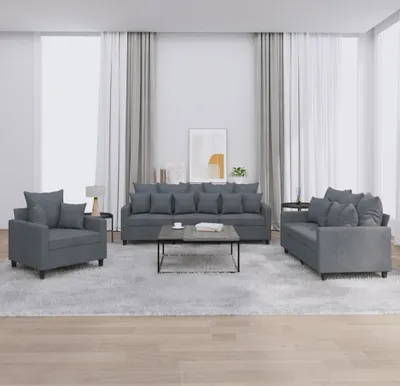 A living room scene with a sofa set and a coffee table.