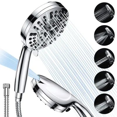 Produktbild von Handbrause & Regendusche Set, 10 Strahlarten, Massage & Nebel, Wassersparend, langlebig, Werkzeugfreie Installation, Edelstahl/ABS