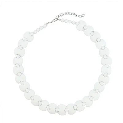Produktbild von Kette 18mm Scheibe weiß Knotenperle Kunststoff weiß 43cm weiß 43