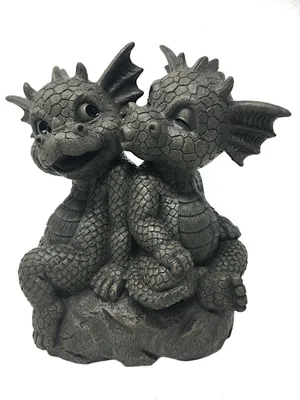 Image de Figurine de jardin Dragon de jardin - Modèle Couple s'embrassant - Figurine fantaisie Décoration Dragon mignon