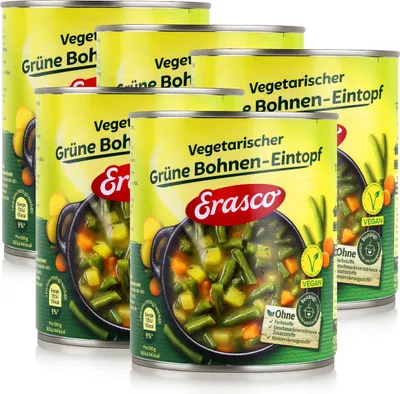 Produktbild von Erasco vegetarischer grüne Bohnen-Eintopf 800g Fertigessen (5er Pack)
