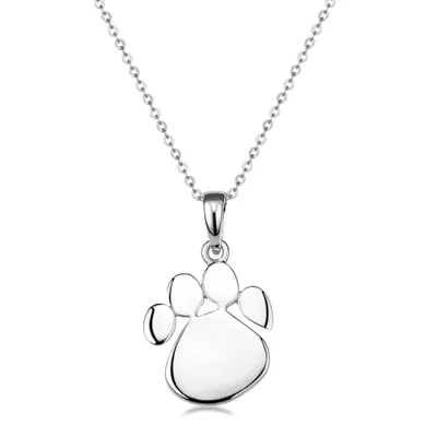 Produktbild von MATERIA Kettenanhänger Pfote Silber 925 - Damen Kinder Halsschmuck Tier Tatze rhodiniert mit Halskette #KA-200