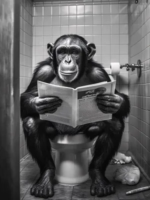 Produktbild von Grappige Poster mit Affe auf Toilette für ungewöhnliche Badezimmerdekoration