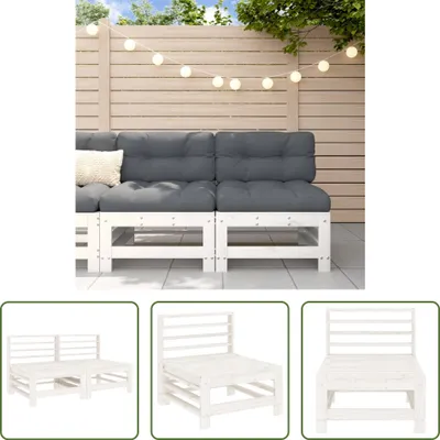 Produktbild von The Living Store Garten-Mittelsofas 2 Stk. Weiß Massivholz Kiefer