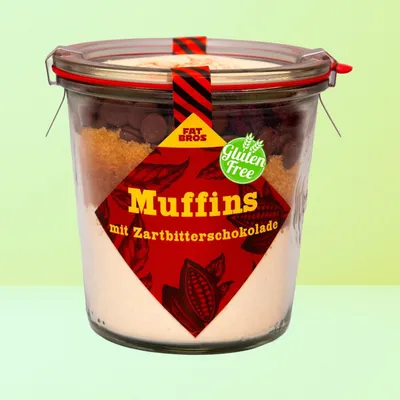 Produktbild von Glutenfreie Muffins mit Zartbitterschokolade Backmischung im Weck-Glas