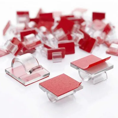 Produktbild von Famanu Kabelclips 100 Stück - Selbstklebend, transparent, bohrfrei