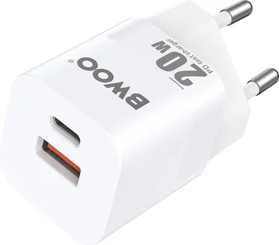 Zdjęcie produktu dla Bwoo Ładowarka Sieciowa Pd Cda156 1X Usb-C 1X Usb 20W Biała