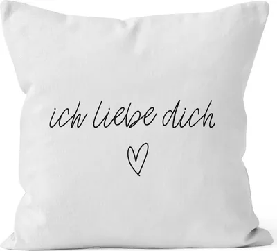 Produktbild von Kissenbezug Kissenhülle Ich liebe Dich Liebe Love Geschenk Deko-Kissen Baumwolle MoonWorks® weiß 40cm x 40cm