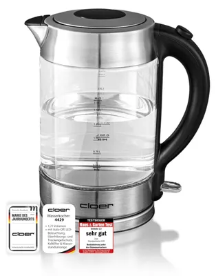 Productafbeelding van Cloer 4429, 1,7 liter, 2200 watt, Zilverkleurig, Glas, Roestvrij staal, Waterniveau-indicator, Oververhittingsbeveiliging