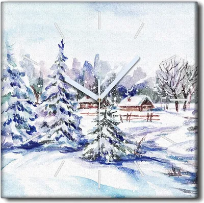 Produktbild von Coloray Uhr auf Leinwand 30x30 cm Wand Uhr Dekoration Wohnzimmer Segeltuch weiße Zeiger -Aquarelle Dorfdorf.