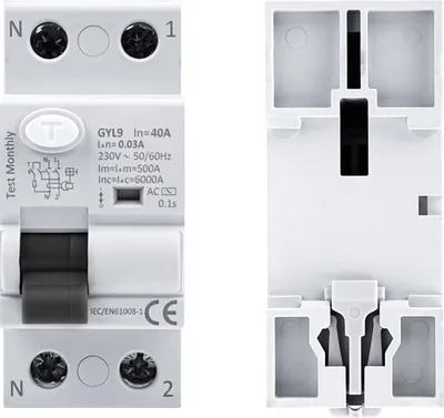 Image de GYL9 Type AC Disjoncteur différentiel 2 pôles 40A - Disjoncteur différentiel avec déclenchement à 30mA - Protection IP20, montage sur rail DIN