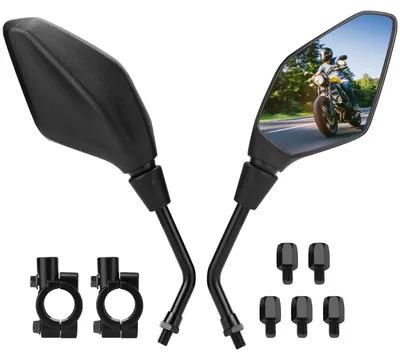 Image de Rétroviseurs de moto homologués E, universels avec fixation M8/M10, rétroviseurs avec support, pour cyclomoteurs et scooters, rétroviseurs latéraux compatibles avec la plupart des modèles.