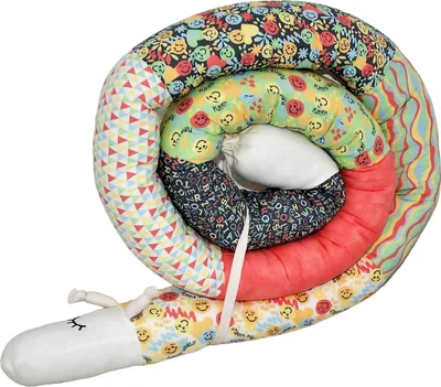 Produktbild von Bettschlange/Bettschnecke XXL (Motiv Lachgesichter) Länge 350cm**Nestchenschlange