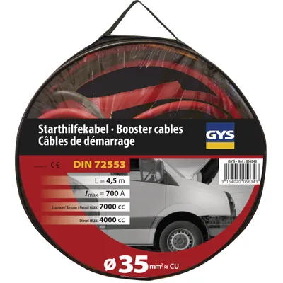 Produktbild von GYS 056343 CABLES DE ARRANQUE 700A (4L/7L) - 2x4,5m - Ø35 mm² - Pinzas aisladas