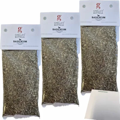 Produktbild von Gisellas Bottega Basilikum 3er Pack (3x50g Packung) + usy Block