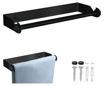 Küchenrollenhalter 2er Set, Edelstahl, Wandmontage, schwarz