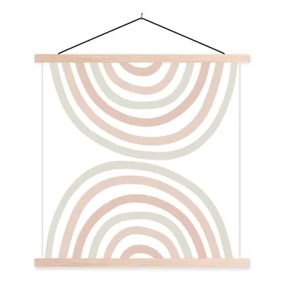 Produktbild von MuchoWow® Textilposter Regenbogen - Design - Pastell 60x60 cm mit holzfarbenen Rahmen - Wanddekoration