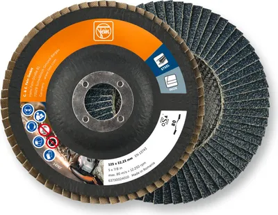 Produktbild von Fein Fächerschleifscheibe, 10 Stück (125 mm, Korn 80, zum Zirkonkorund)