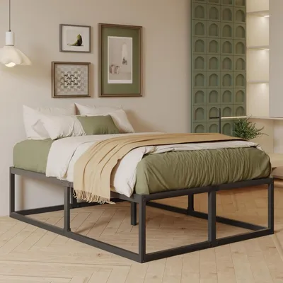 Produktbild von Metallisches Bettgestell - Plattformbett - Doppelbett - Lattenrost - Bettrahmen - 140x190 cm - Geräuscharm