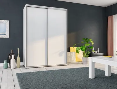Obrázek produktu pro Vysoká šatní skříň 155 cm DANUBE 1 - bílá