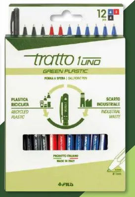 Produktbild von Tratto F04020000 Kugelschreiber Schwarz, Blau, Rot Kugelschreiber mit Druckeinzugsmechanik 12 Stück(e)