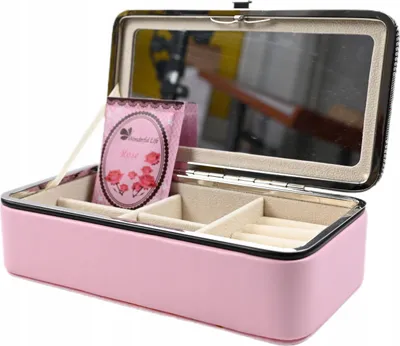 Produktbild von Reise Schmuckkästchen Kariert - Kleiner Schmuckkoffer Organizer - Etui für Ringe & Ketten