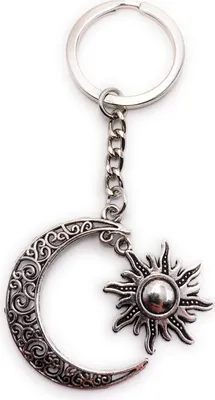 Produktbild von Onwomania Schlüsselanhänger Keychain Silber Metall Mond Sonne Türkei Zeichen Flagge Symbol