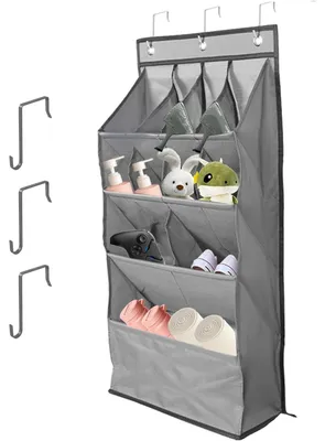 Schuh-Organizer über der Tür, 11 Fächer, grau, 94x43 cm