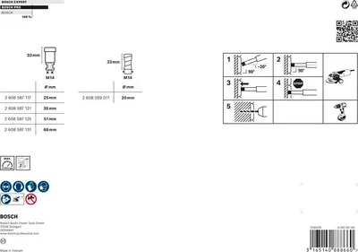 Produktbild von PRO Ceramic Trockenbohrkronen-Set, 68x33/51x33/35x33/25x33/20x33 mm, M14, 5-tlg.