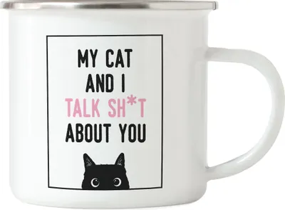Produktbild von My Cat and I Emaille Tasse Katze-als-Haustier humorvoll Katzen-Mama Kätzchen fun