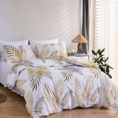 Obrázek produktu pro Omgoods – Sada povlečení s botanickým motivem a tropickými listy, rozměr 220 x 240 cm