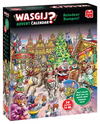 Produktbild von Wasgij Christmas Adventskalender - Rentier - Raserei!, 54 Stück(e), Weihnachten, 15 Jahr(e)