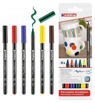 Produktbild von Edding 4200, Schwarz, Blau, Braun, Grün, Rot, Gelb, Mehrfarbig, 6 Farben, Rund, 1 mm, 4 mm