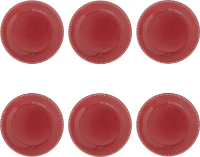 Produktbild von 6er Set Kuchenteller TIFFANY BURGUNDY rot rund D. 19cm aus Porzellan Easy Life