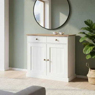 Produktbild von Buja - Kommode, 90x45x86h cm Weiß, 2 Schubladen