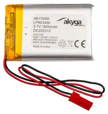 Zdjęcie produktu dla Akyga AKY0099, Bateria, Srebrny, Litowo-jonowa (Li-Ion), 1600 mAh, 3,7 V, 34 mm