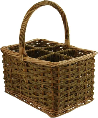 Image de Panier à bouteilles, panier cadeau, osier naturel, pour 6 bouteilles, P36cm x L27cm x H21cm