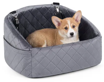 Immagine prodotto di COSTWAY Sedile per auto per cani, sedile per auto per cani con cinture di sicurezza, tasche laterali, base antiscivolo, cuccia rimovibile e lavabile 50x46x30 cm