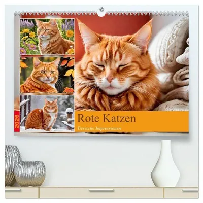 Produktbild von Rote Katzen (hochwertiger Premium Wandkalender 2026 DIN A2 quer), Kunstdruck in Hochglanz