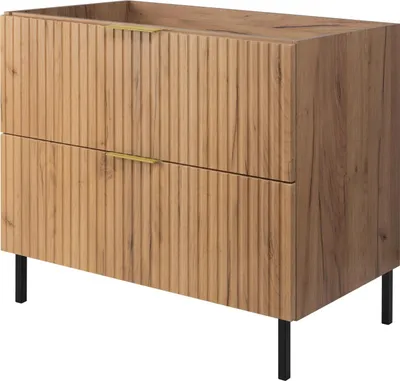 Immagine prodotto di Mobiletto, bianco opaco, 80 x 77 x 46 cm, maniglia argento, gambe nere, senza piano di lavoro