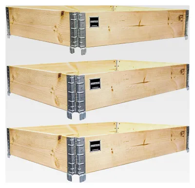 Produktbild von Hochbeet 120x80x20cm rechteckig 3 Stück - optional mit Rankhilfe - Palettenrahmen aus Holz - Hochbeet für Garten - faltbar - steckbar & stapelbar