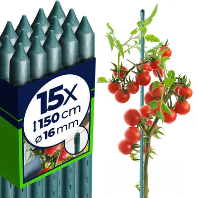 Immagine prodotto di KADAX supporto per fiori in acciaio "Trang", palo per piante, ausilio per arrampicata con ganci, verde, 150 cm, 15 pezzi