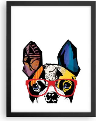 Produktbild von Gerahmtes Poster - Schwarzer Rahmen - Hund Brille Bunt Bulldogge - 30x40 cm - Wand Bild - Wanddeko - Wandbilder - Wandposter - Bilderrahmen - Bilder - Kunstdruck - Wandbild - P2BPA30x40-3206